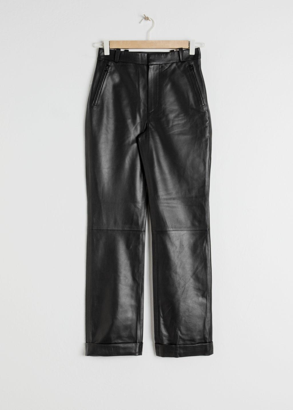 & Other Stories Cuffed Leather Trousers in Black | Lyst Australia
