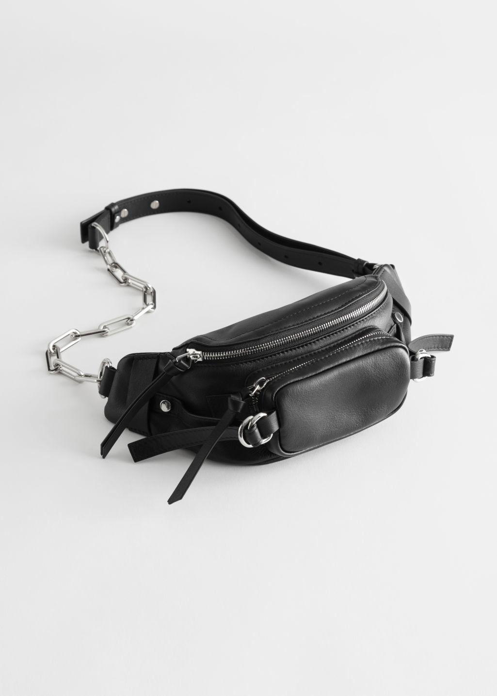 & Other Stories Half Chain Leather Belt Bag in Black | Lyst
