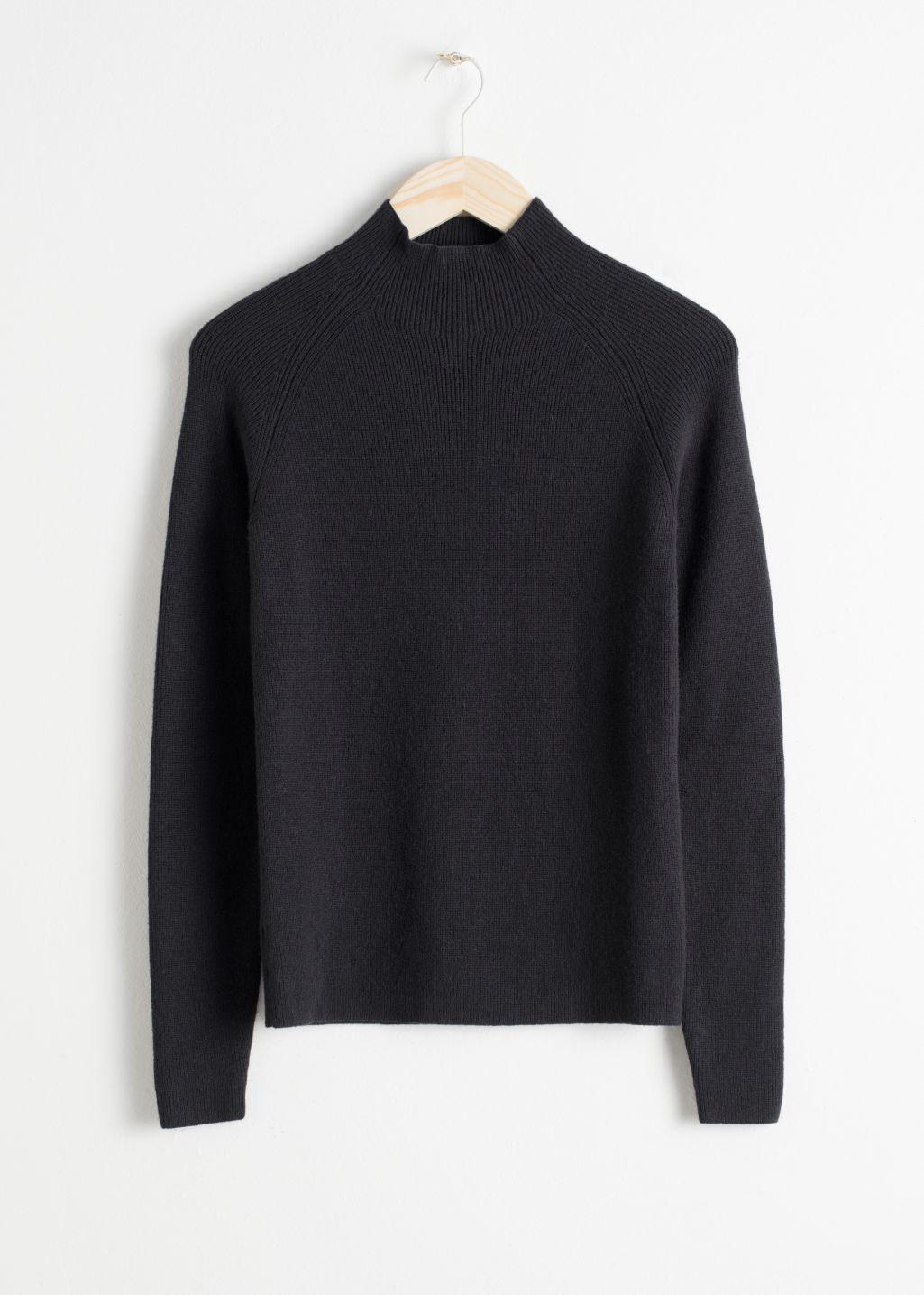 Download & Other Stories Wool Blend Mock Neck Sweater in Black - Lyst