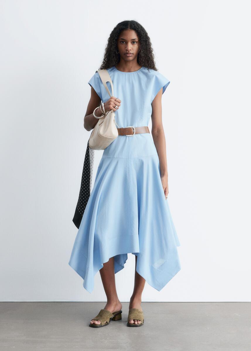& other stories belted midi dress & Other Stories Belted Linen Midi Dress Blue White Floral Small Size 6  Sundress Dresses