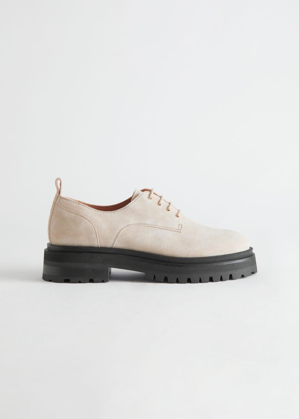 & Other Stories Chunky Suede Derby Shoes in Natural | Lyst