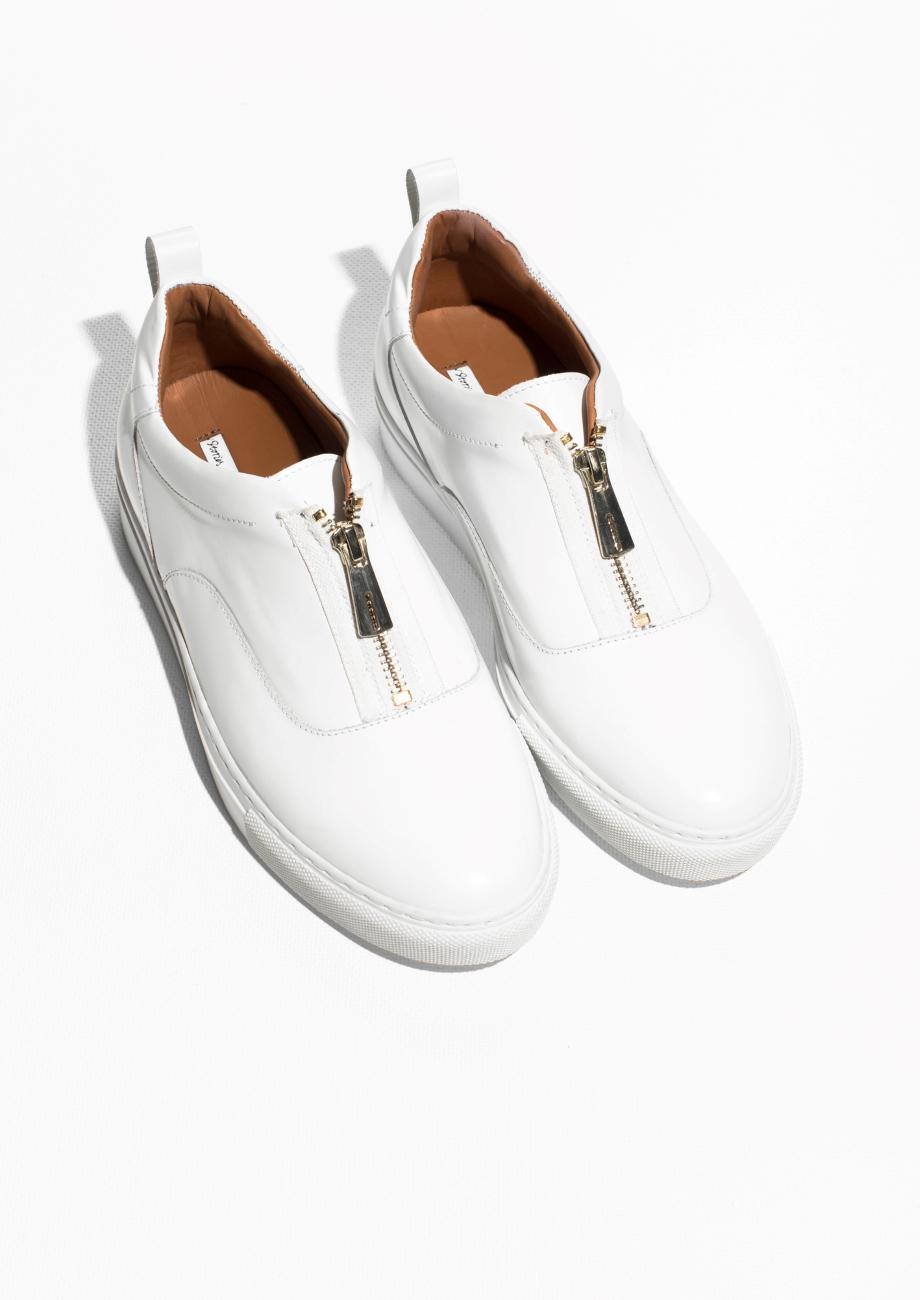 & Other Stories Zip-up Leather Sneakers in White | Lyst