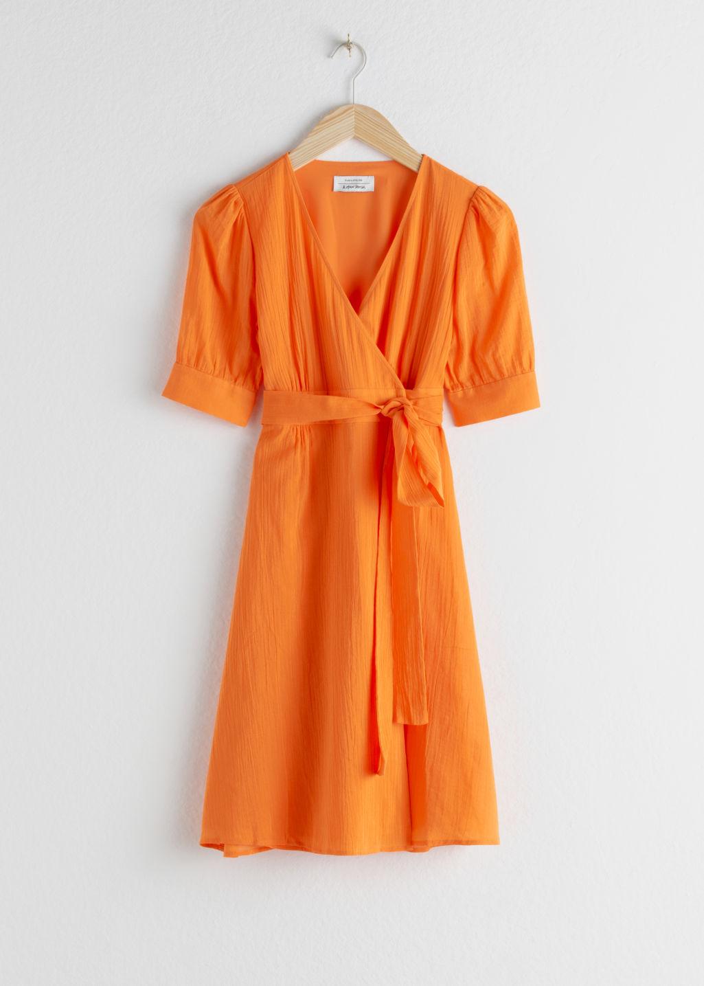 \u0026 Other Stories Cotton Blend Wrap Mini Dress in Orange | Lyst
