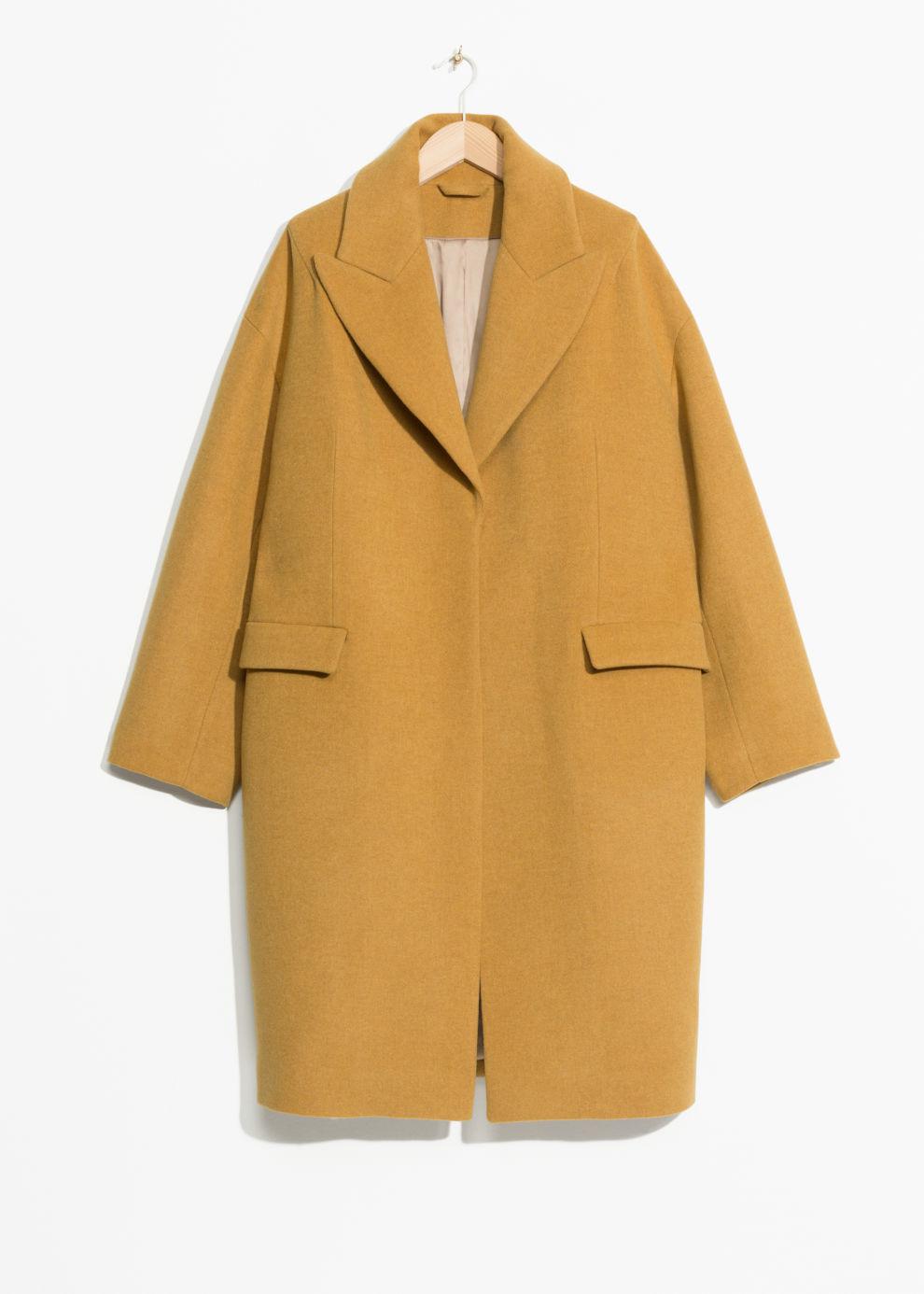 & Other Stories Wool Blend Oversized Coat in Yellow - Lyst