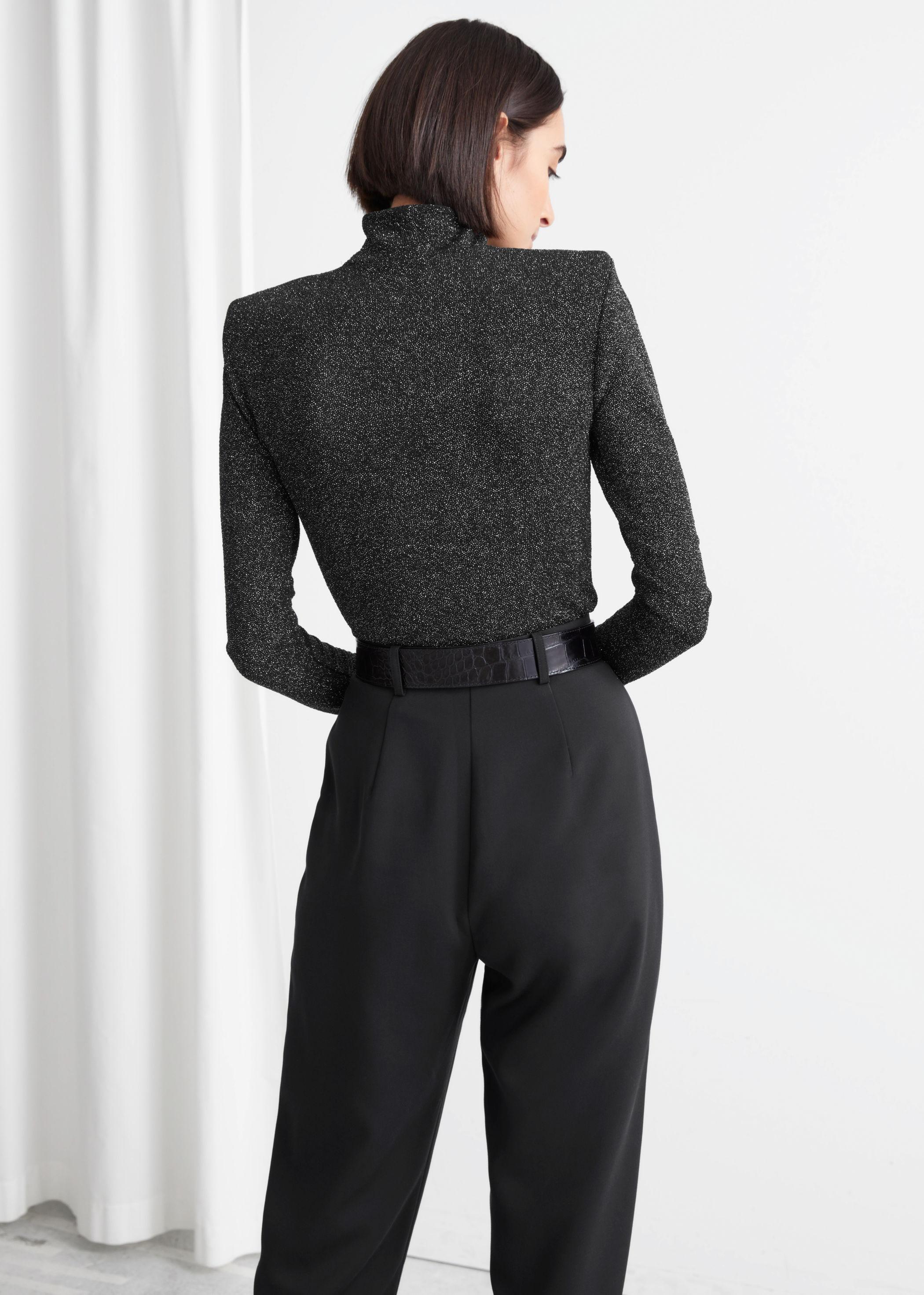 Fitted Turtleneck Glitter Sweater 
