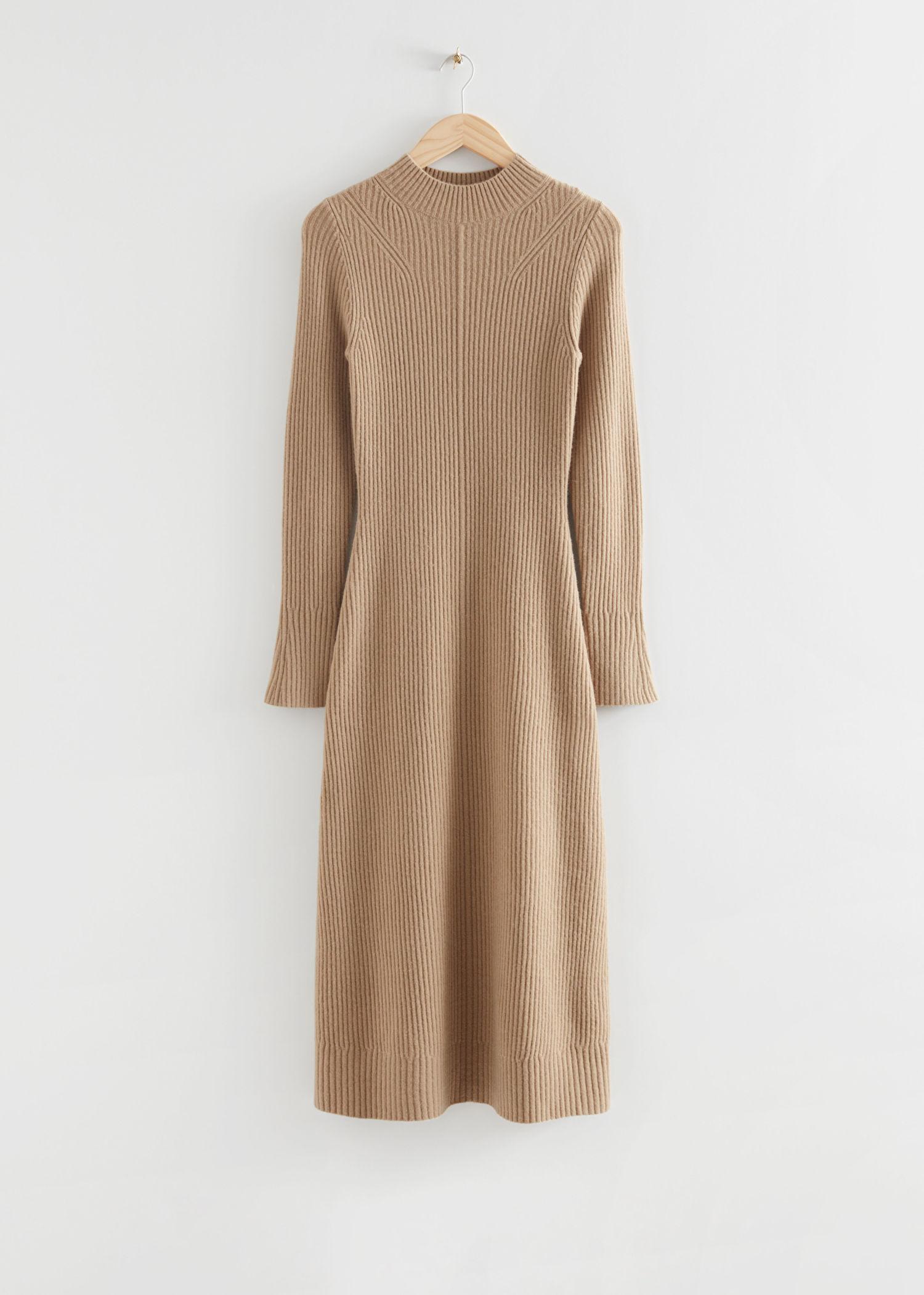 & Other Stories Fitted A-line Wool Knit Dress in Natural | Lyst Canada