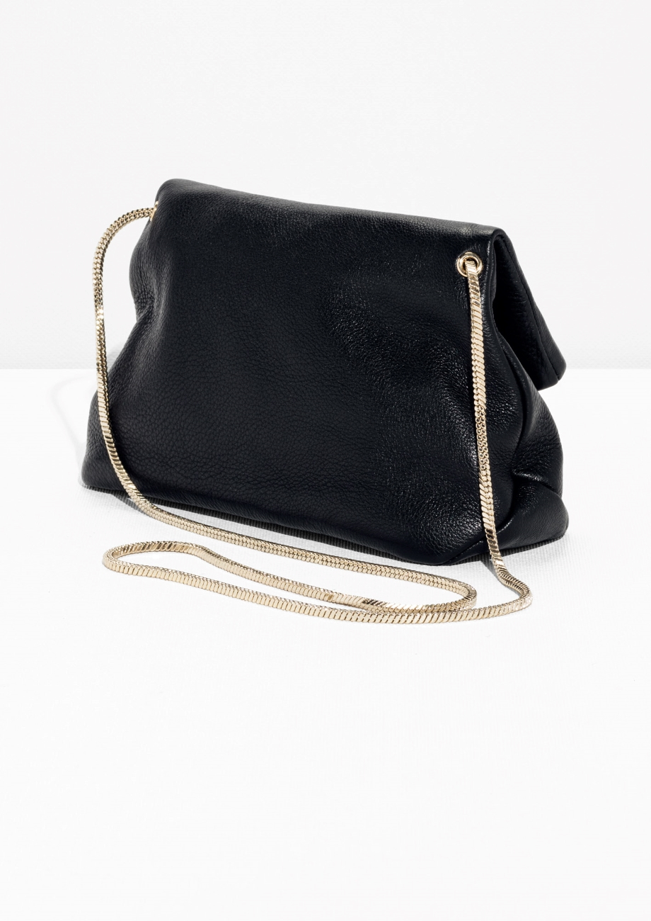Lyst - & Other Stories Soft Leather Fold Over Cross Body Bag in Black