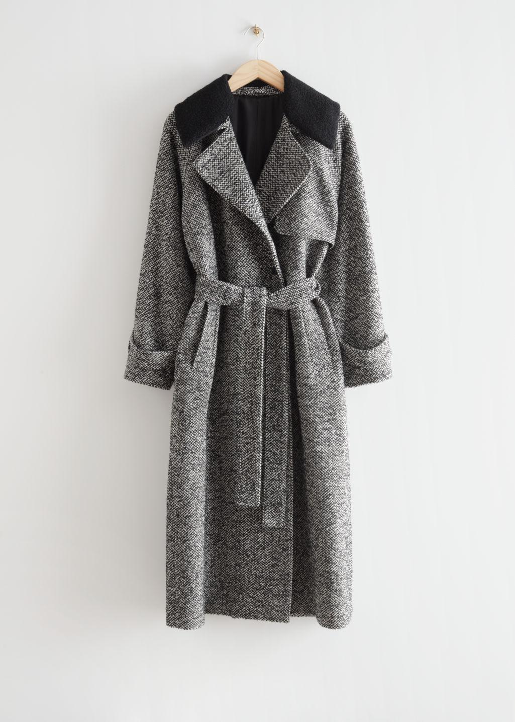 Oversized Tweed Trench Coat 