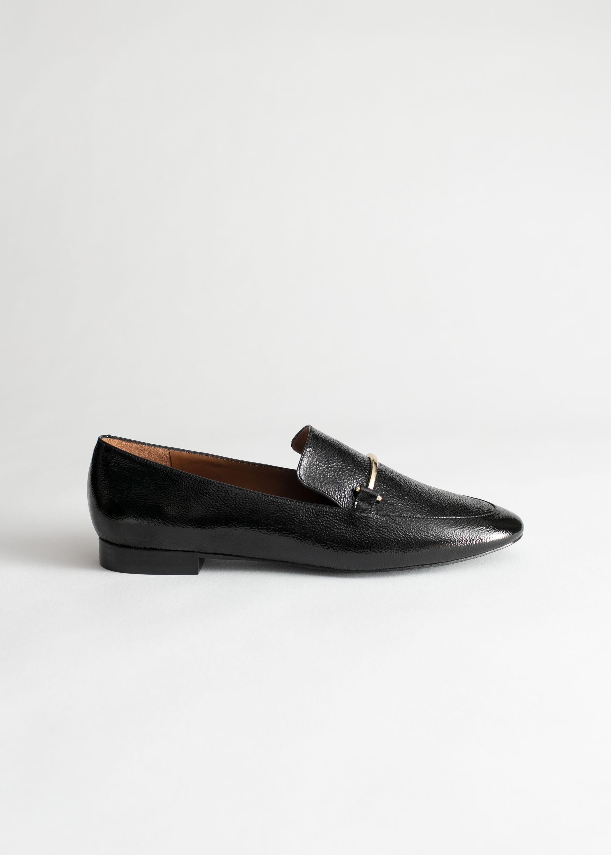 & Other Stories Leather Equestrian Buckle Loafers in Black Save 21
