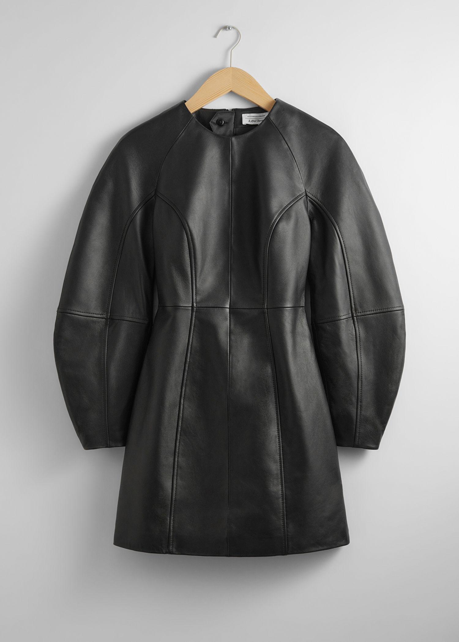 & Other Stories Sculptural Leather Mini Dress in Grey | Lyst Canada