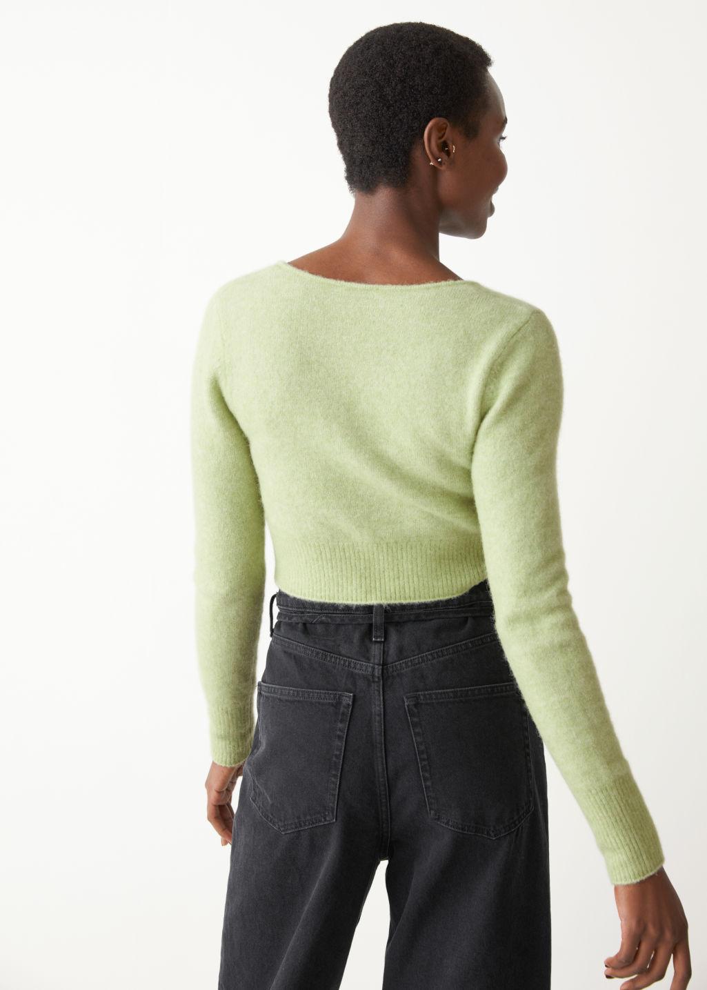 & Other Stories Cropped Knit Cardigan in Green | Lyst