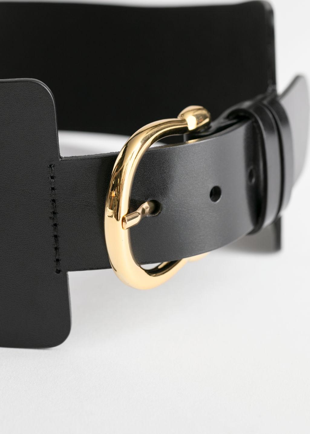 & Other Stories Leather Wide Waist Belt in Black | Lyst