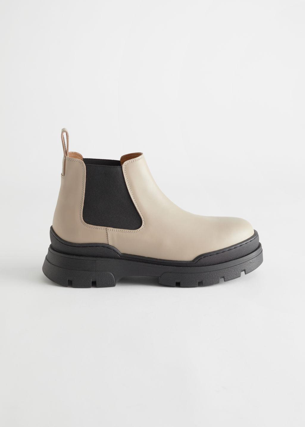& Other Stories Chunky Leather Chelsea Boots in Beige (Natural) | Lyst