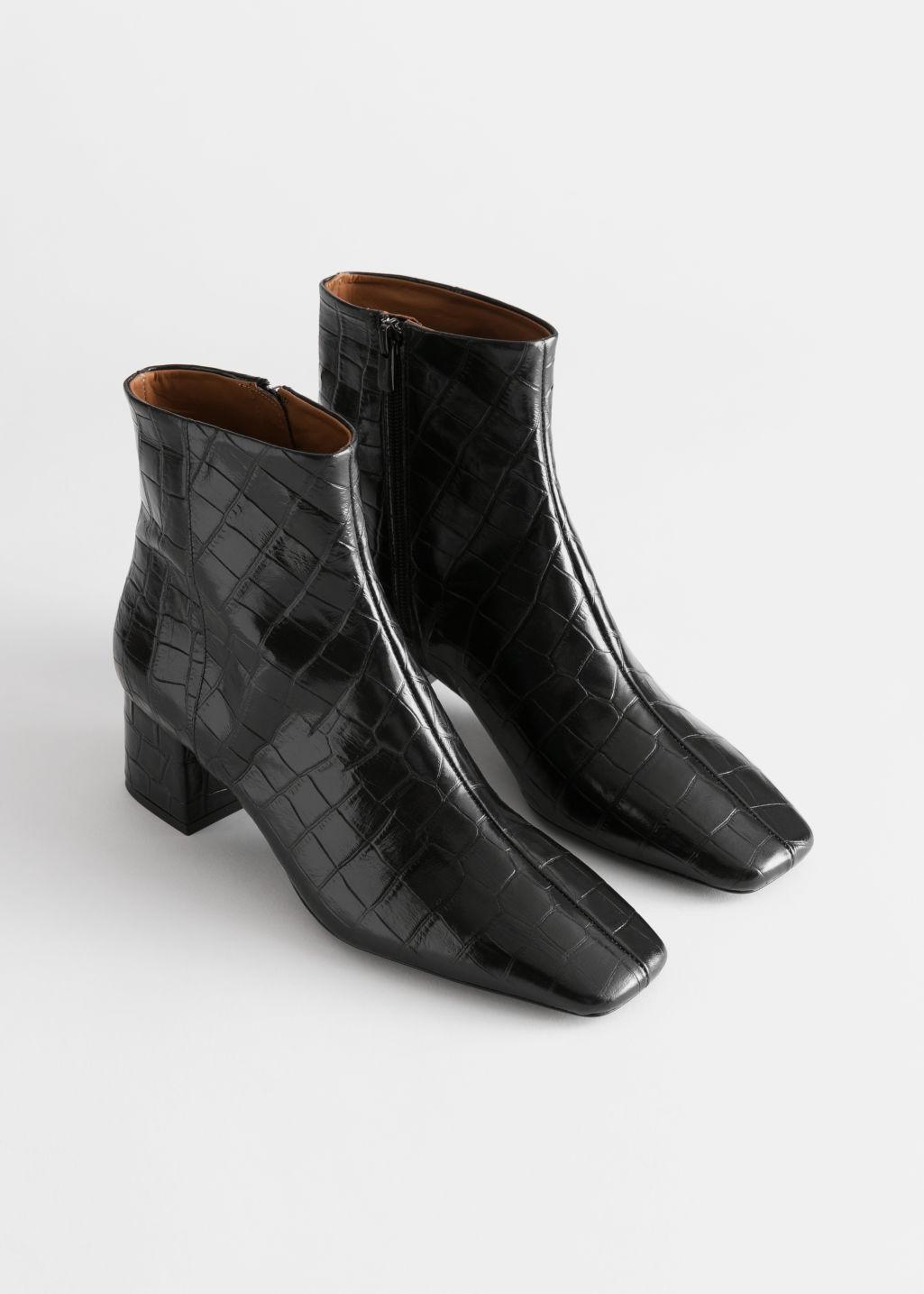 croc embossed booties