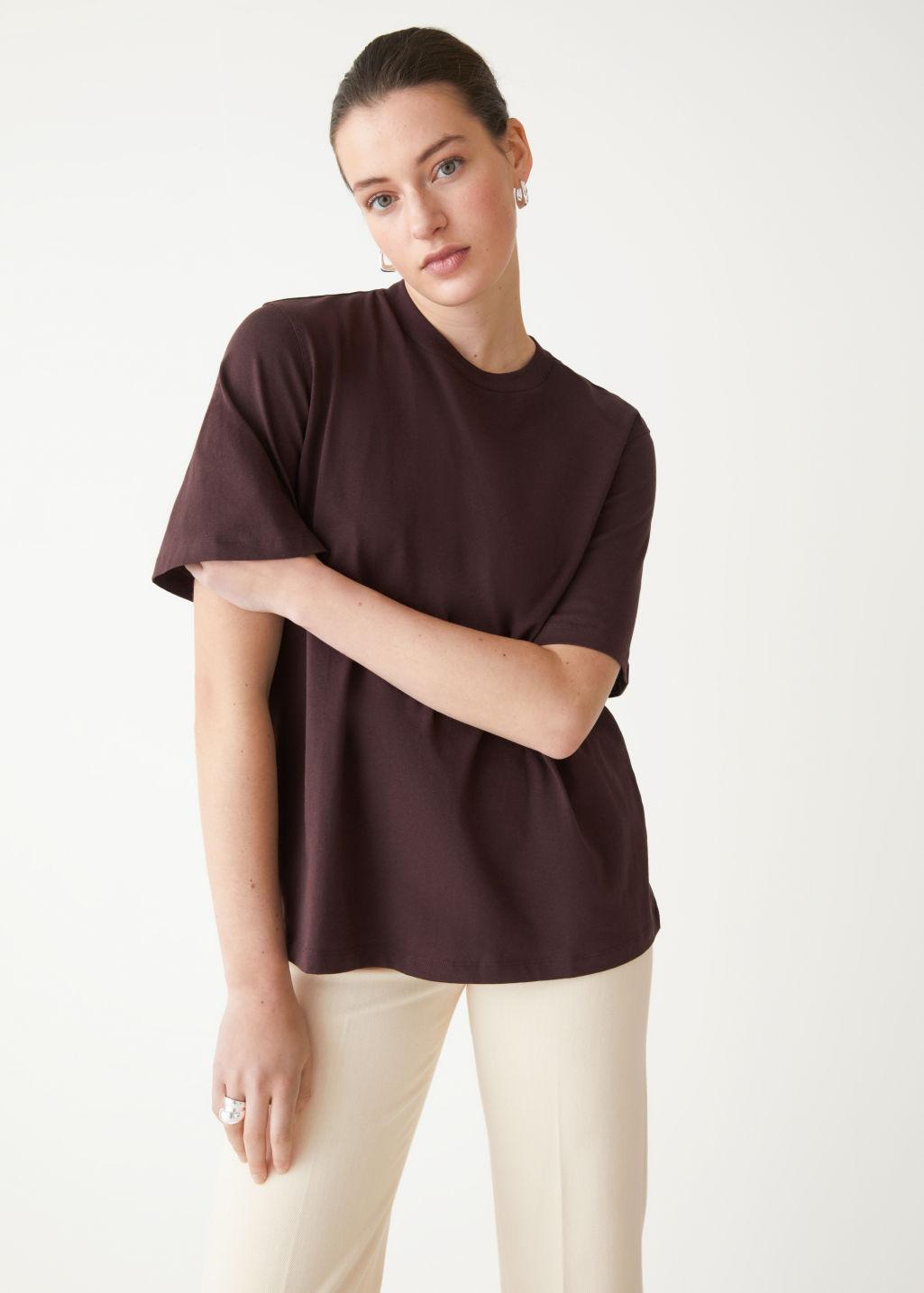 & Other Stories Wide Sleeve Crewneck T-shirt in Brown | Lyst