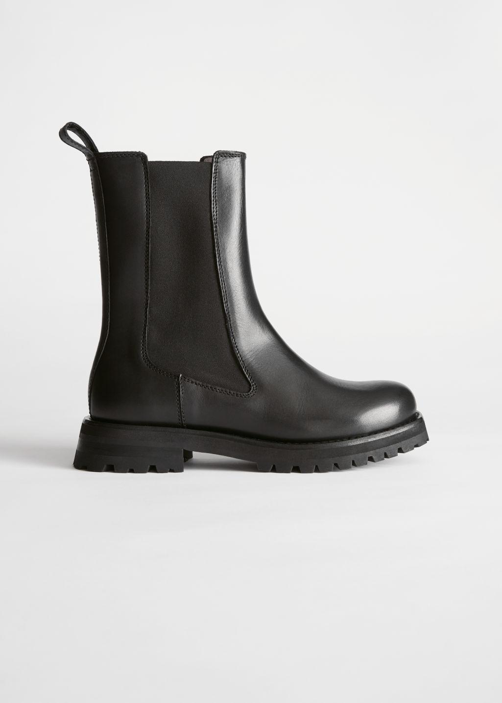 & Other Stories Chunky Sole Leather Chelsea Boots in Black - Lyst
