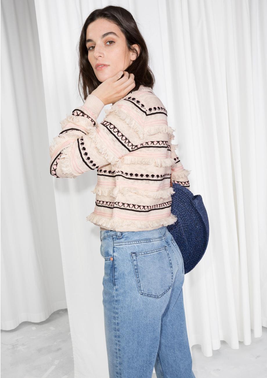 other stories fringe sweater