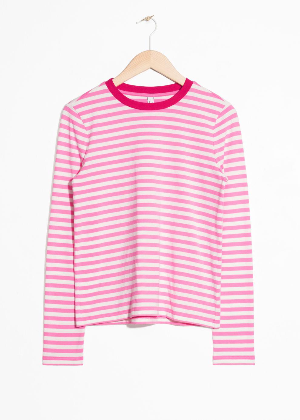 & Other Stories Cotton Striped Long Sleeve T-shirt in Pink - Lyst