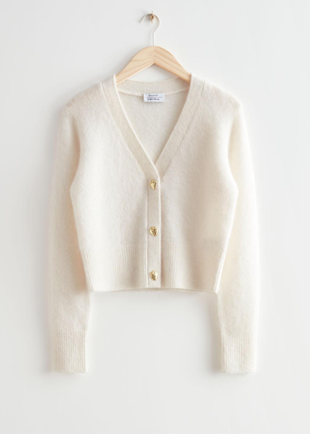 & Other Stories Gold Button Cardigan in White | Lyst