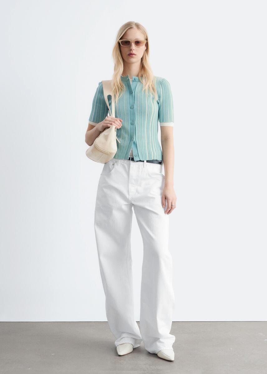 & Other Stories Short-Sleeve Rib-Knit Cardigan in Blue | Lyst