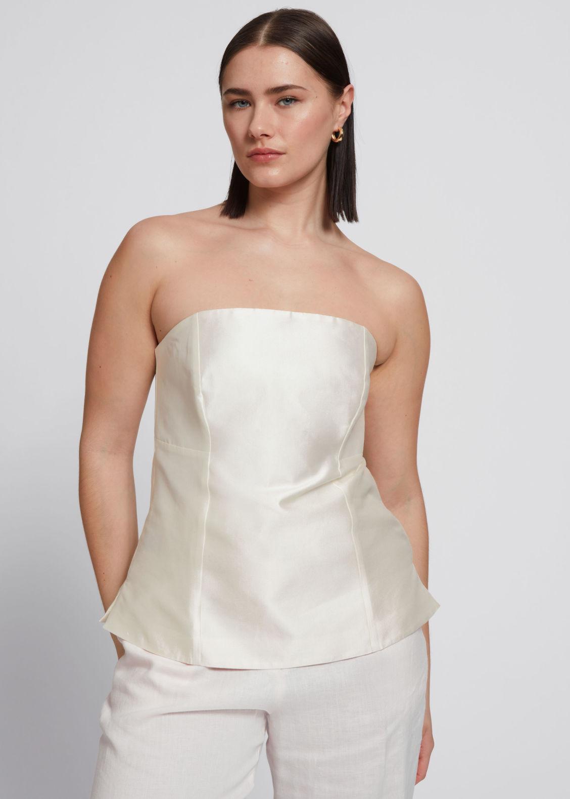 & Other Stories Fitted Mulberry Silk Tube Top in White | Lyst