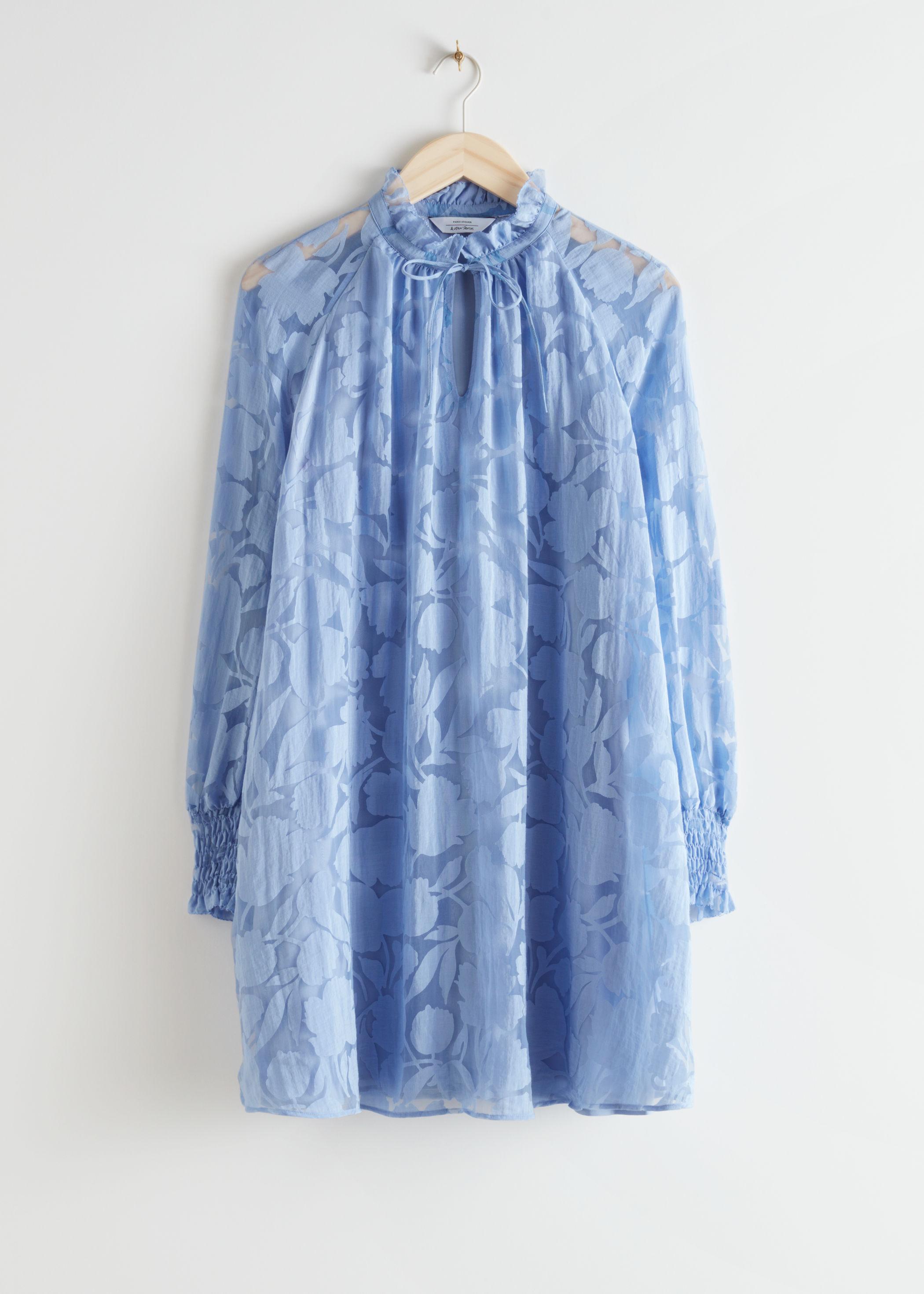 & Other Stories Chiffon Relaxed A-line Balloon Sleeve Mini Dress in Blue |  Lyst