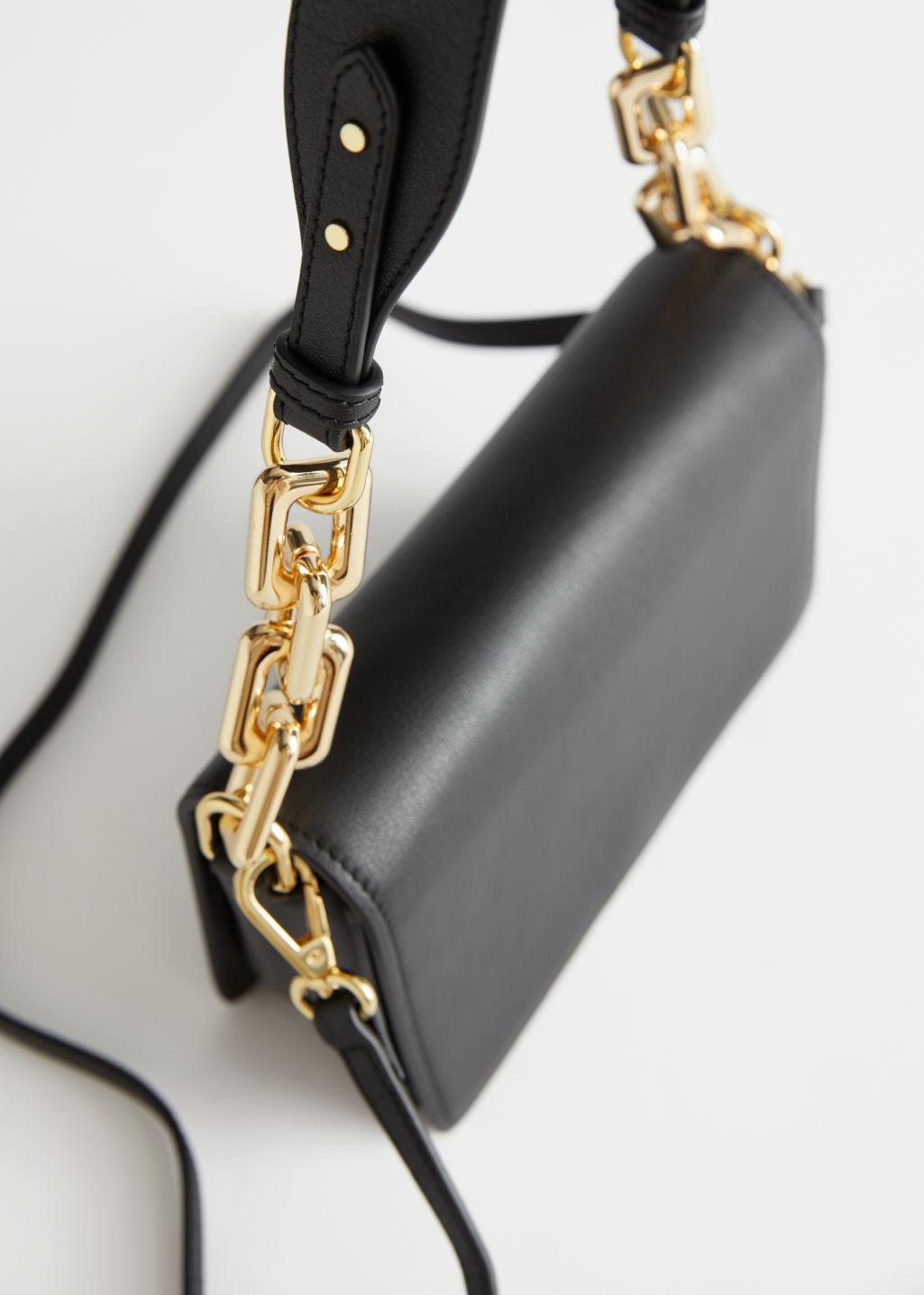 & Other Stories Chunky Chain Square Leather Bag in Black | Lyst UK