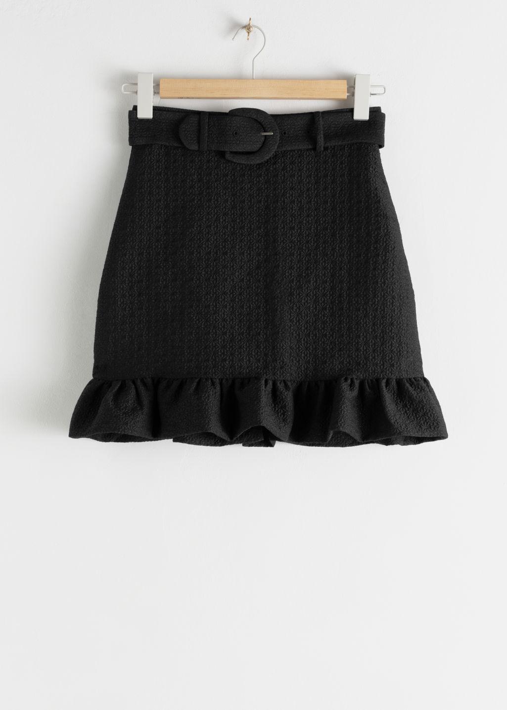 black mini skirt ruffle