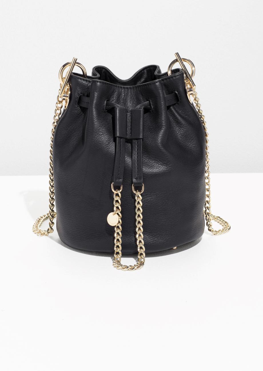  Other Stories Chain Strap Bucket Bag in Black