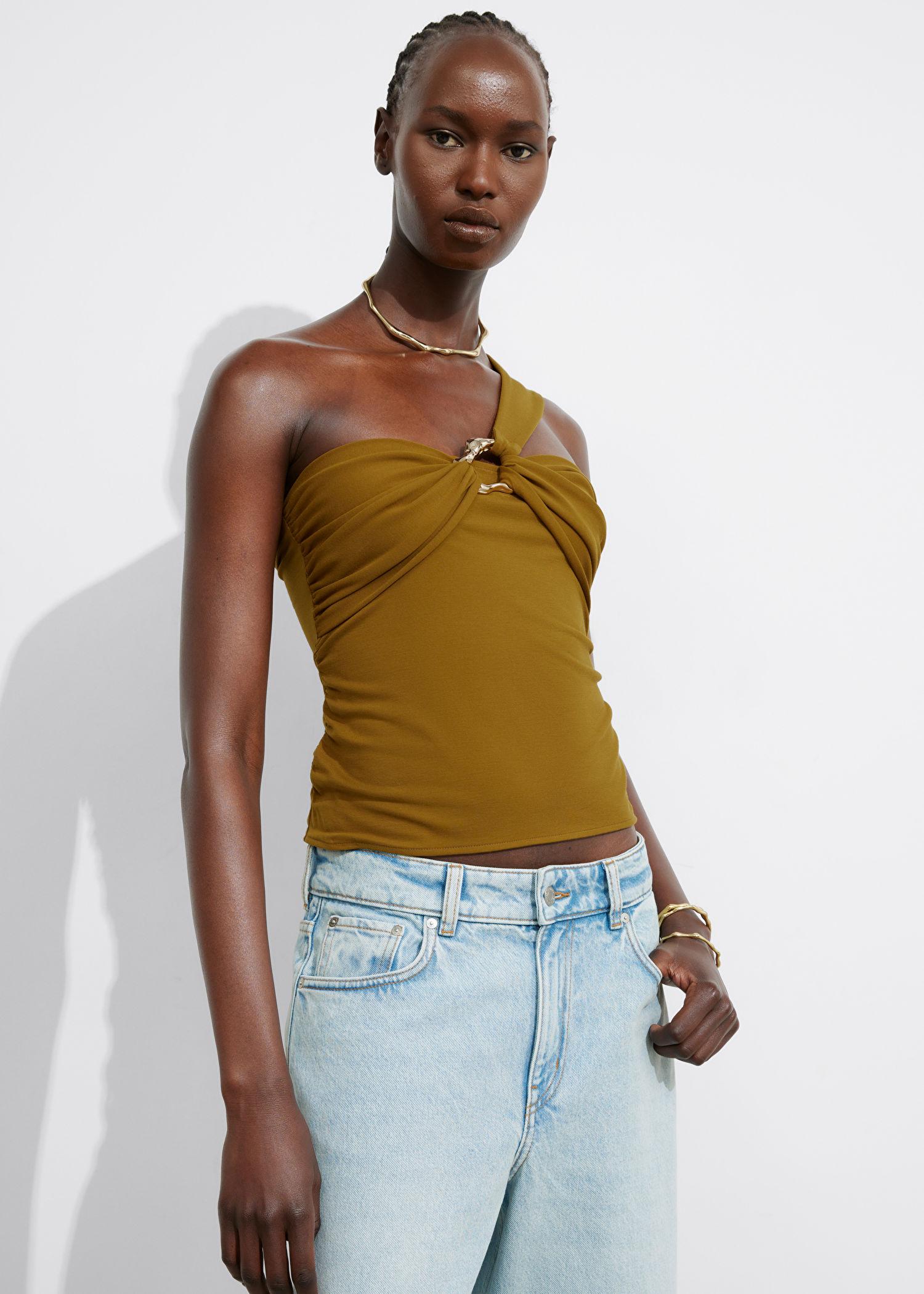 yellow buckle top