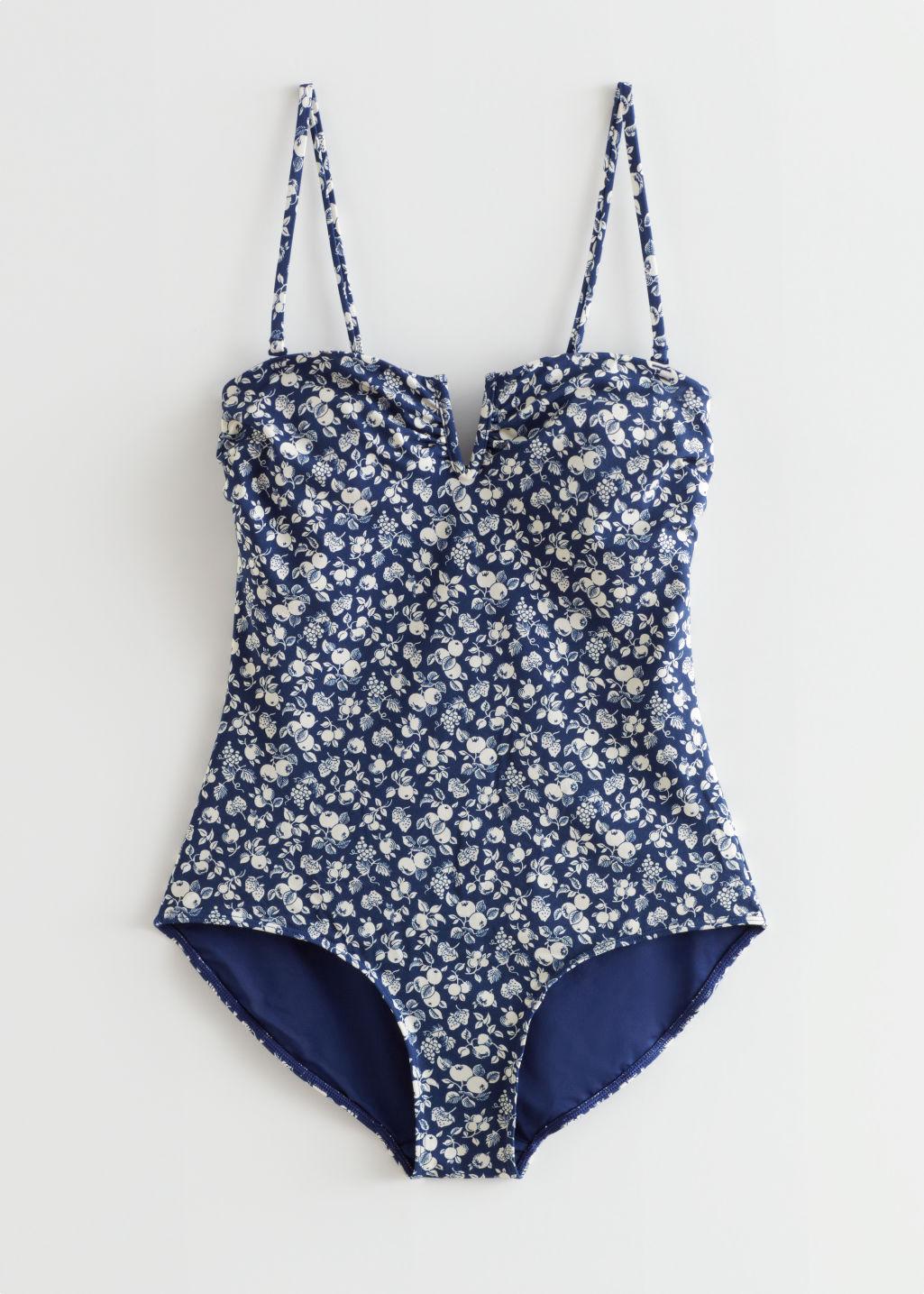 & Other Stories Printed Sweetheart Neck Swimsuit in Blue | Lyst