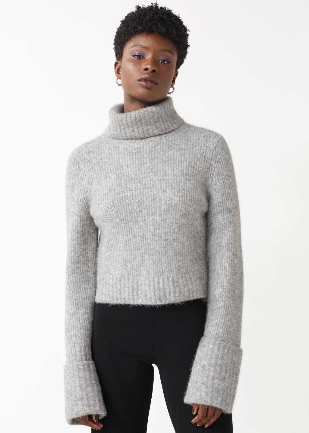 & Other Stories Wool Fold-up Cuff Turtleneck Jumper in Brown (Grey ...
