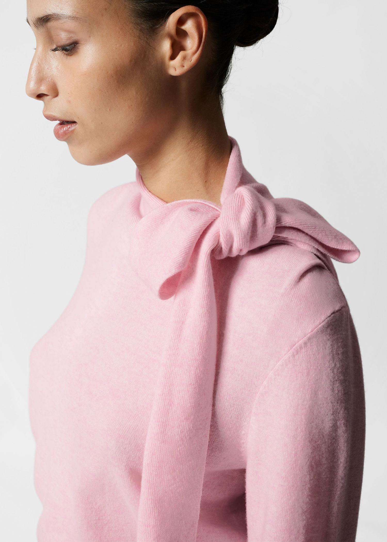 Other Stories Merino Tie-neck Sweater in Pink Lyst UK