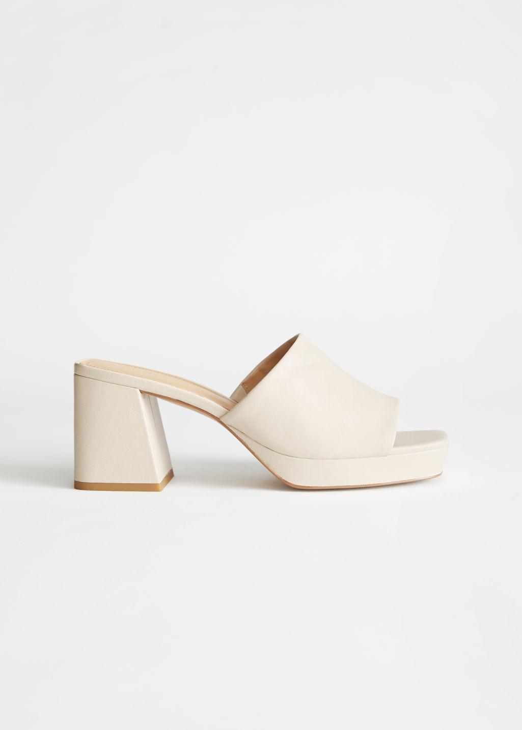 & Other Stories Leather Heeled Platform Mules in White | Lyst