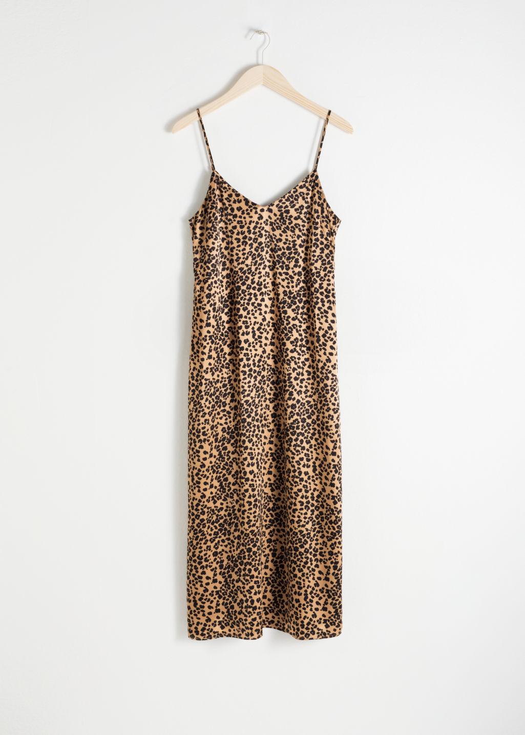 Other Stories Satin Leopard Slip Dress 