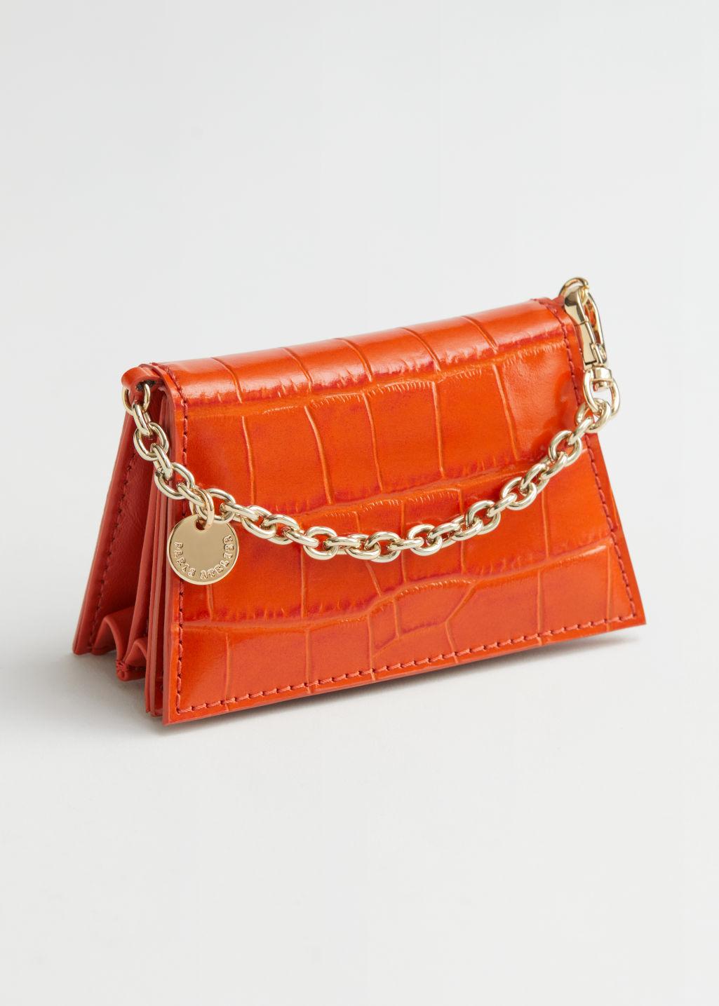 & Other Stories Croc Embossed Leather Chain Wallet in Orange | Lyst