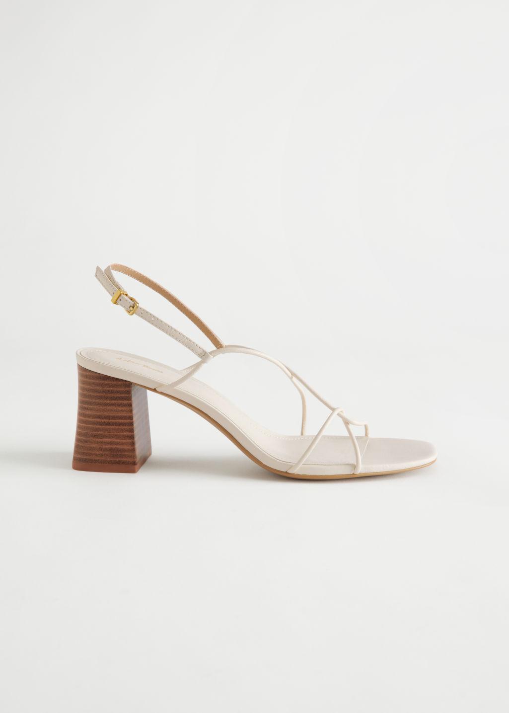 & Other Stories Strappy Leather Heeled Sandal in White | Lyst