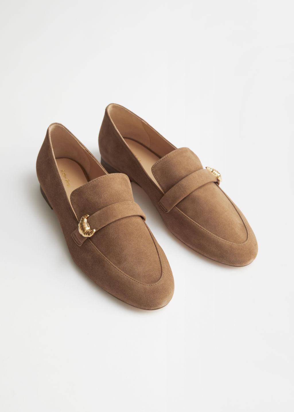 & Other Stories Suede Croissant Pendant Loafers in Brown