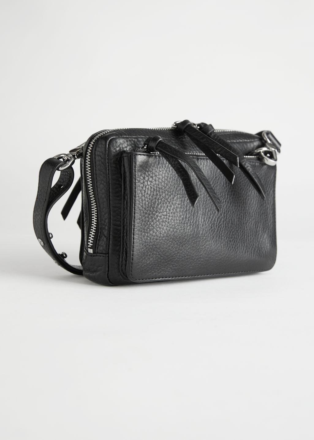 & Other Stories Grained Leather Crossbody Bag in Black | Lyst