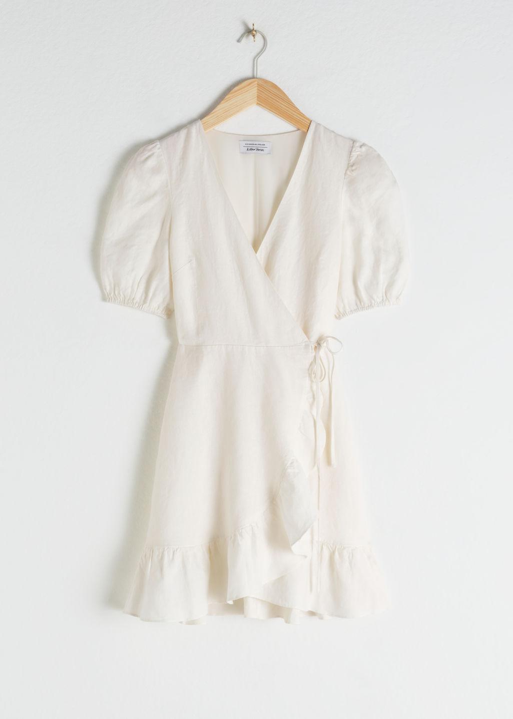 & other stories linen wrap mini dress