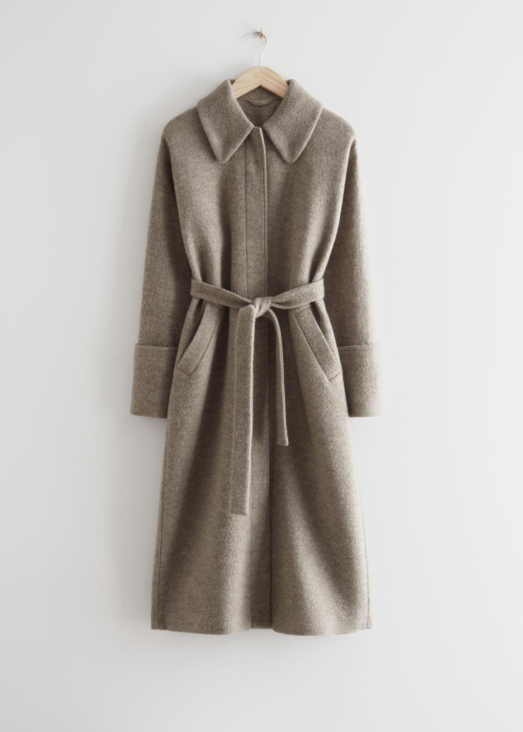 & Other Stories Relaxed Belted Wool Coat in Natural | Lyst