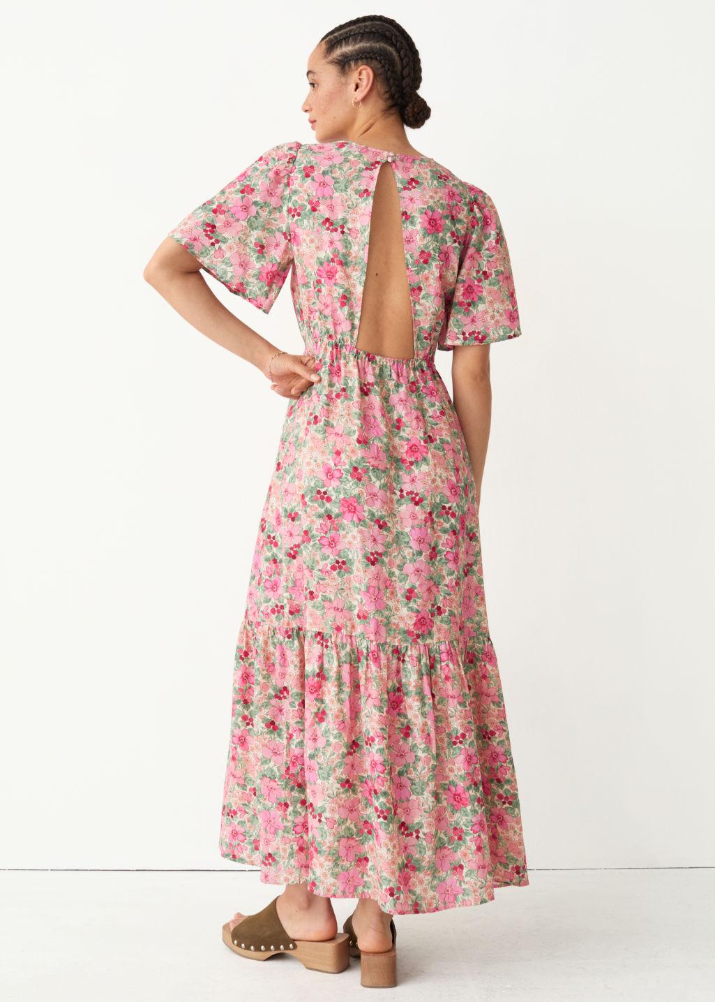 Printed Puff Sleeve Maxi Dress | Lyst 