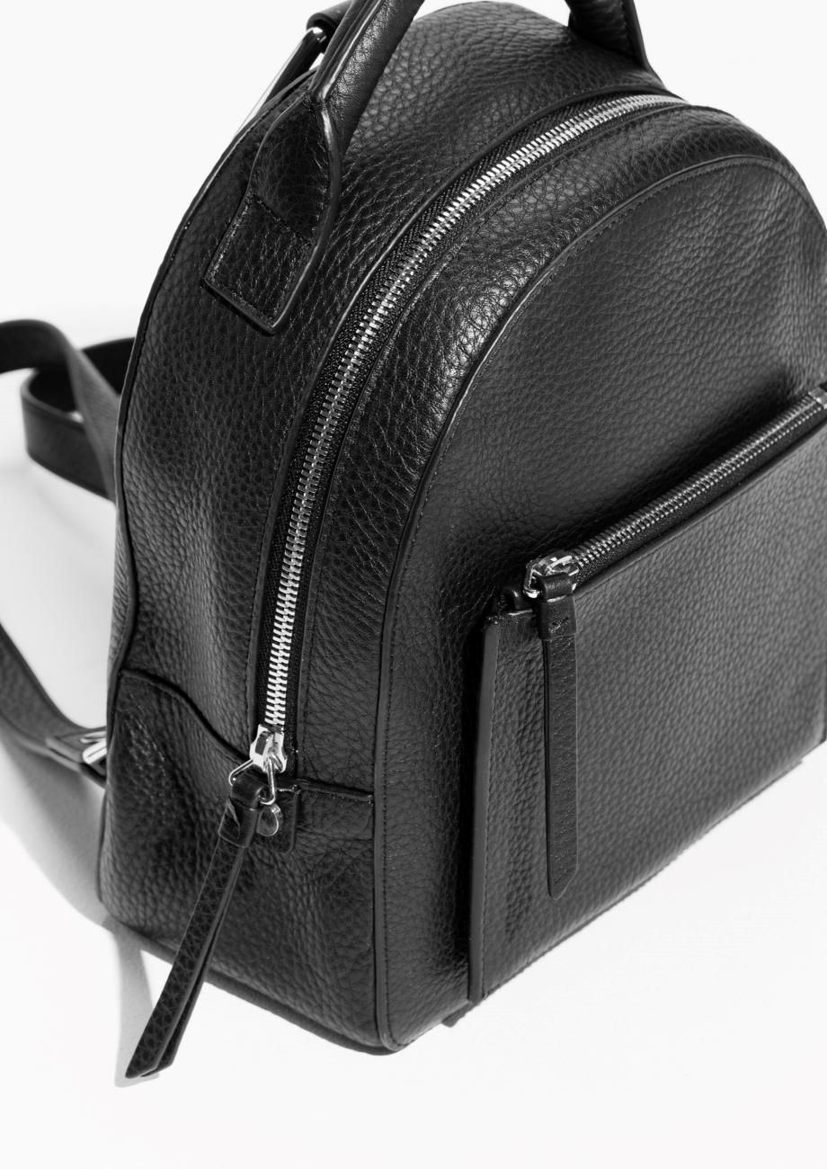 black small leather backpack