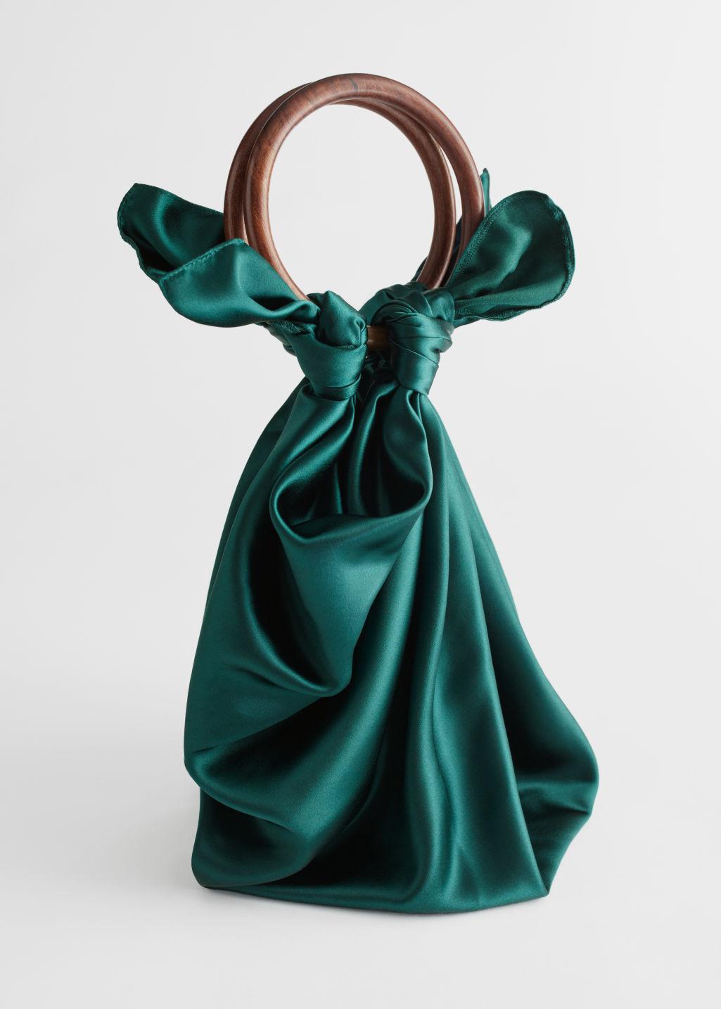 green satin bag
