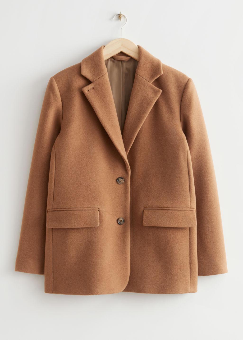 Other Stories Oversized Wool Blazer in Natural | Lyst