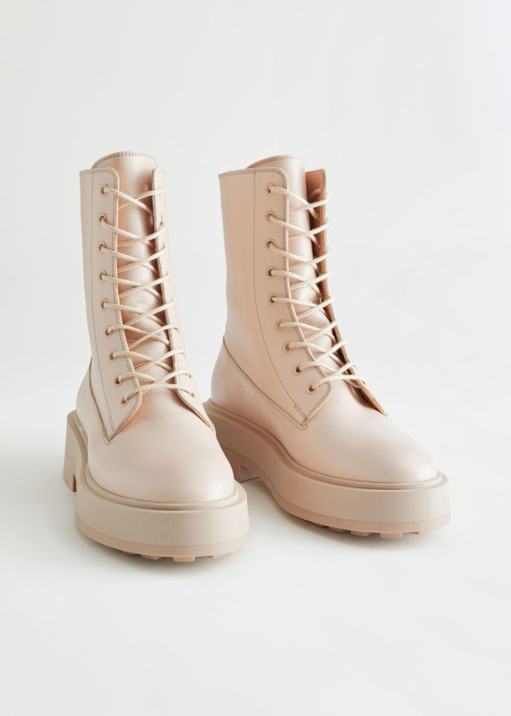 & Other Stories Chunky Platform Leather Boots in Beige (Natural) - Lyst