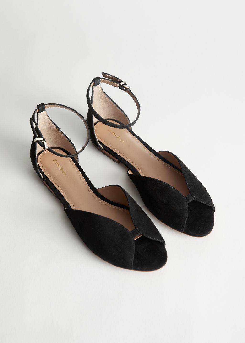 Suede Ankle Strap Ballerina Flats 