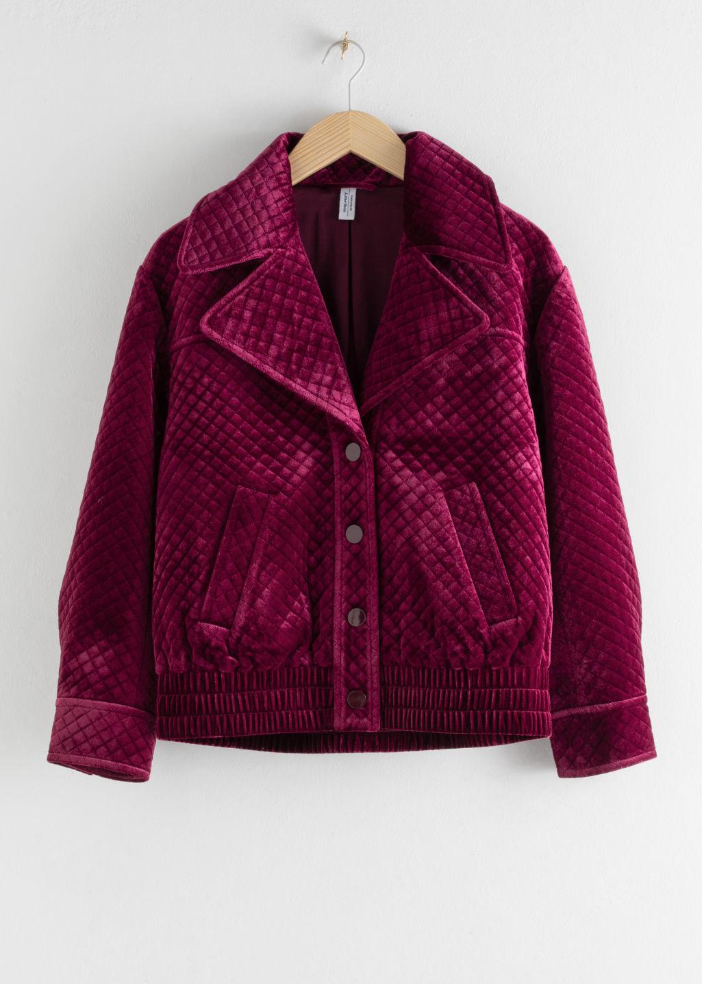 & Other Stories Quilted Velour Jacket in Pink | Lyst