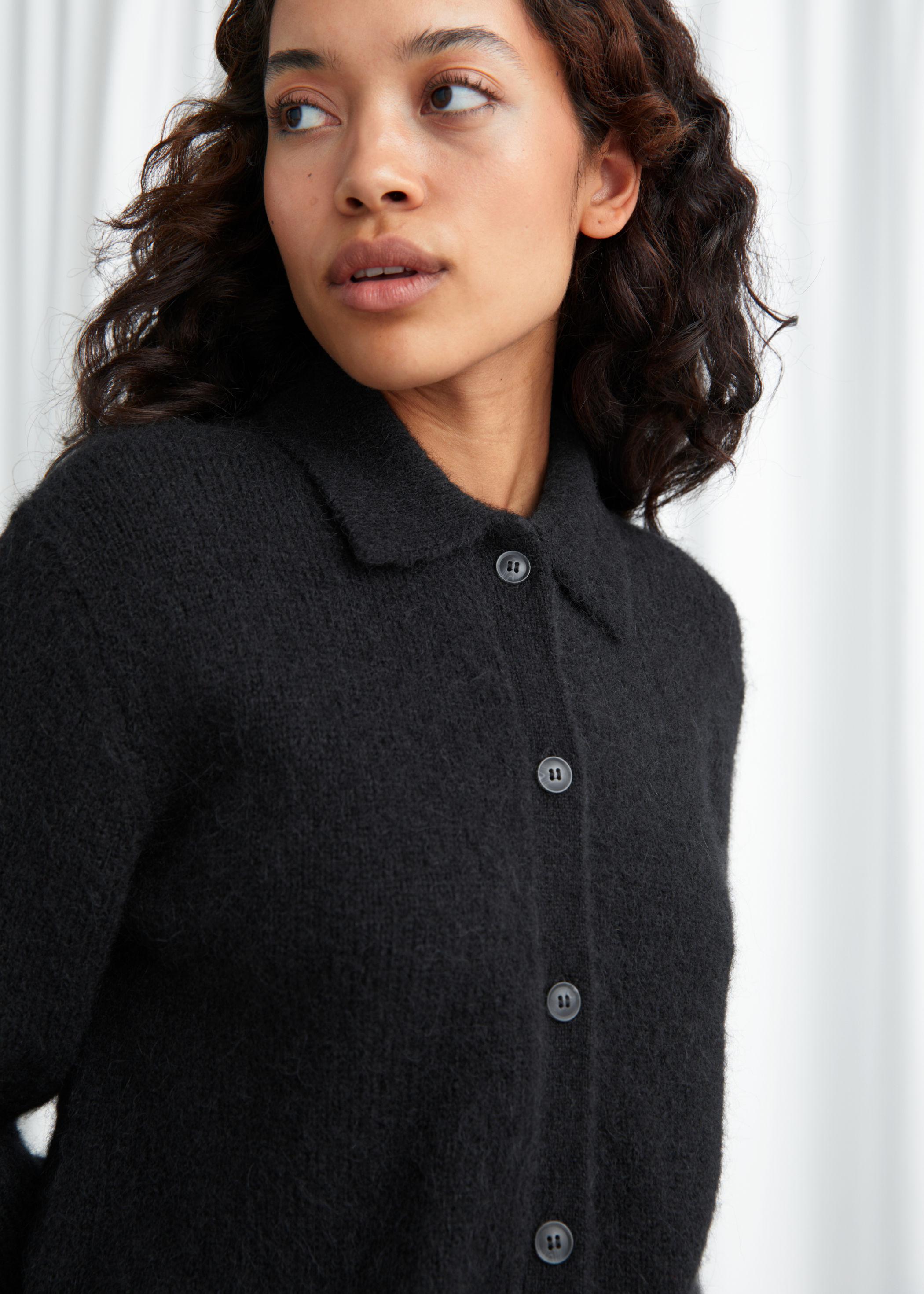 wool blend tortoise button cardigan