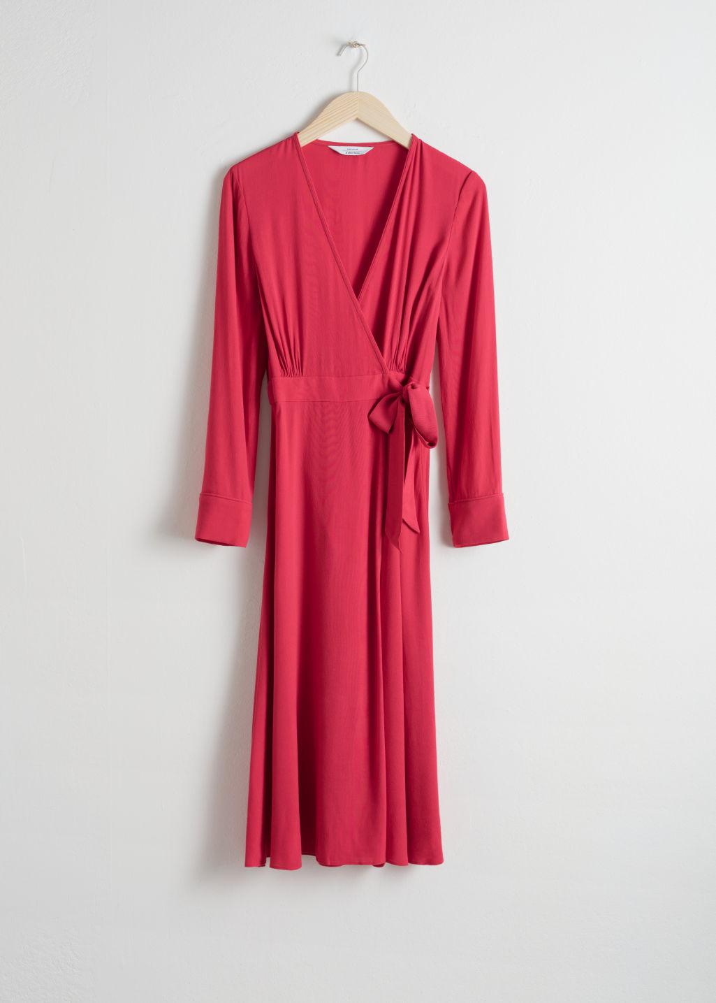 Red midi wrap dress Clearance